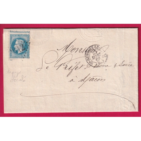 N°29 BELLE VARIETE DE PIQUAGE A CHEVAL + UN VOISIN ST GENGOUX LE ROYAL SAONE ET LOIRE 1868 LETTRE COVER FRANCE