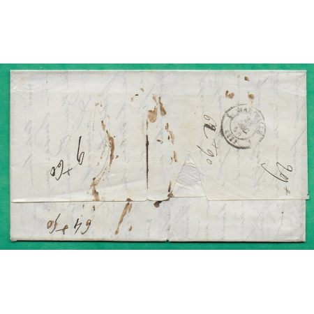 CAD TYPE 15 CONSTANTINOPLE TURQUIE TAXE 30 MANUSCRITE TRIPLE PORT POUR MARSEILLE 1854 LETTRE COVER FRANCE