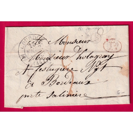 CAD TYPE 12 GOURDON LOT BOITE RURALE B SALVIAC DECIME RURAL POUR BORDEAUX 1837 LETTRE COVER FRANCE