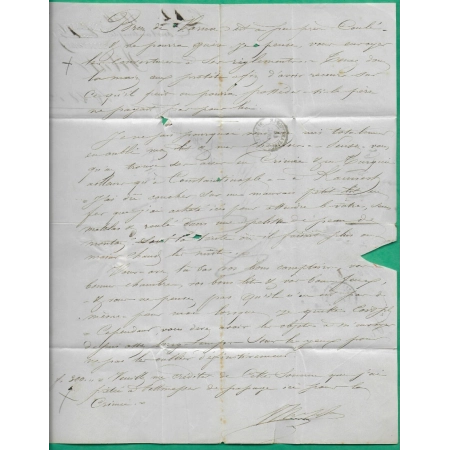 CAD TYPE 15 CONSTANTINOPLE TURQUIE TAXE 30 MANUSCRITE TRIPLE PORT POUR MARSEILLE 1854 LETTRE COVER FRANCE