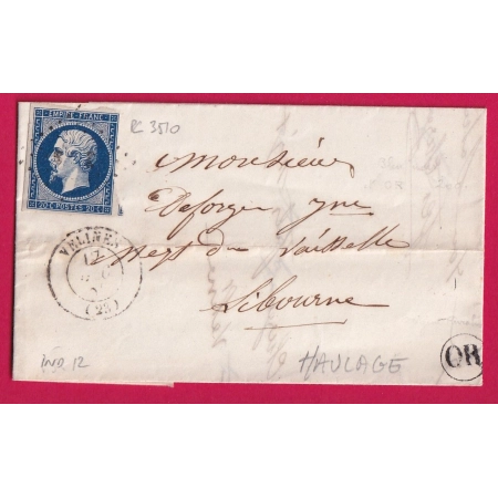 N°14 PC 3510 VELINES DORDOGNE OR HAULAGE POUR LIBOURNE LETTRE COVER