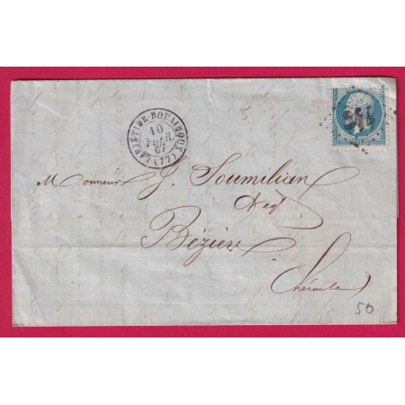 N°22 VARIETE PETIT TIMBRE PICQUAGE SANS LEGENDE GC LA BASTIDE ROUAIROUX TARN POUR BEZIERS HERAULT LETTRE COVER