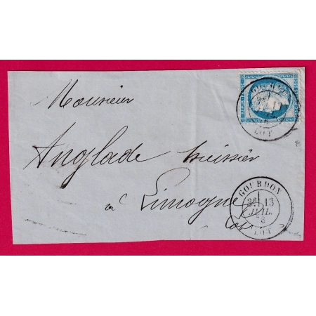 N°60 CAD TYPE 18 GOURDON LOT POUR LIMOGNE DEVANT DE LETTRE FRONT COVER