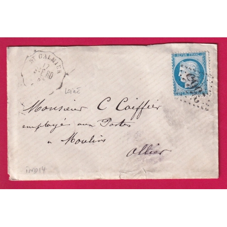 N°60 CONVOYEUR STATION ST GALMIER LOIRE POUR MOULINS ALLIER INDICE 14 BUREAU PASSE 2565 MOULINS LETTRE COVER
