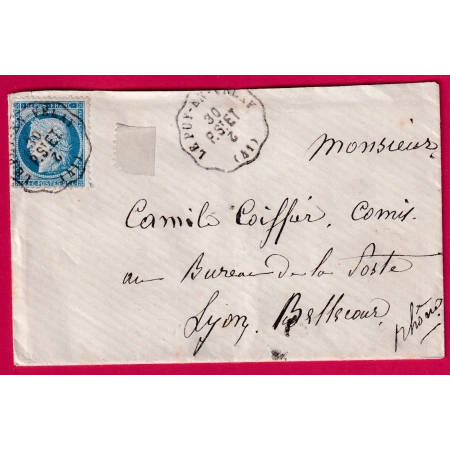 N°60 CONVOYEUR STATION LE PUY EN VELAY HAUTE LOIRE POUR LYON LETTRE COVER