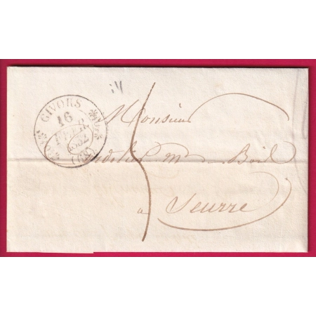 CAD TYPE 11 GIVORS RHONE 1832 POUR SEURRE COTE D'OR INDICE 11 LETTRE COVER