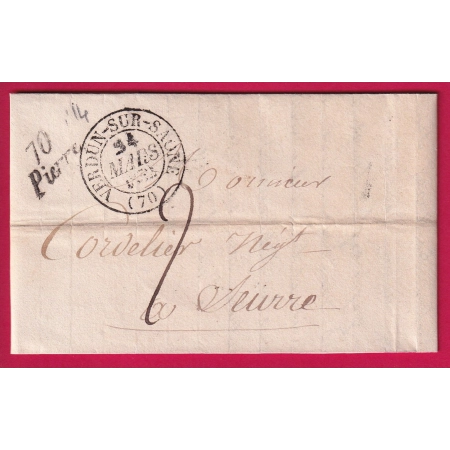 CURSIVE 70 PIERRE SAONE ET LOIRE CAD TYPE 13 VERDUN SUR SAONE 1832 POUR SEURRE COTE D'OR LETTRE COVER