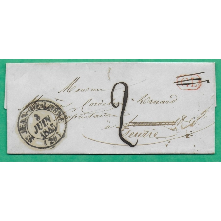 CAD TYPE 13 ST JEAN DE LOSNE COTE D'OR CL CORRESPONDANCE LOCALE POUR FRANXAULT REEXPEDIE SEURRE 1845 COVER FRANCE
