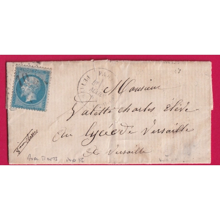 N°22 PARIS ETOILE 10 PETITE RUE DU BAC AVEC TIRETS INDICE 18 POUR VERSAILLES 1864 LETTRE COVER
