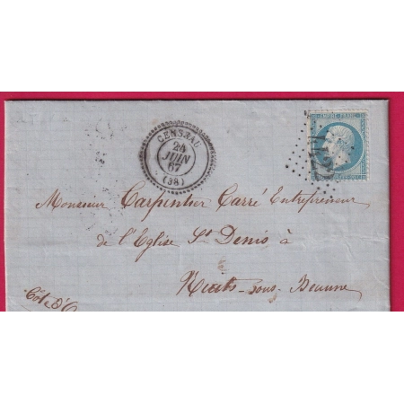 N°22 GC 4422 CENSEAU JURA POUR NUITS ST GEORGES CATE D'OR CAD TYPE 22  LETTRE COVER