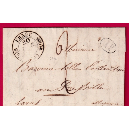 CAD TYPE 11 ERNEE MAYENNE 1844 POUR PORT BRILLET DECIME RURAL LETTRE COVER