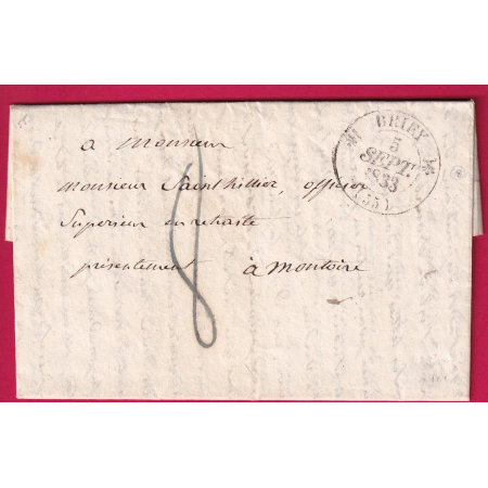 CAD TYPE 12 BRIEY MOSELLE TAXE 8 BLEUE 1833 MONTOIRE LOIRE ET CHER LETTRE COVER