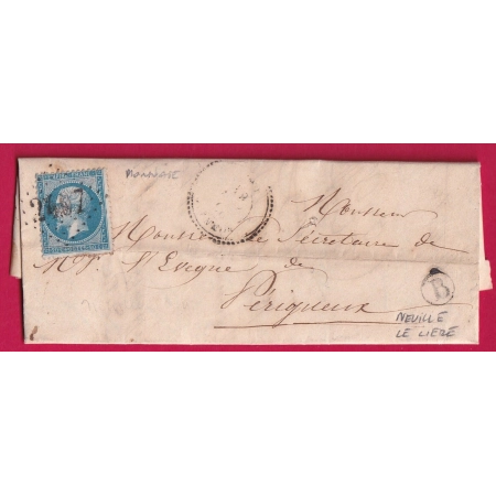 N°22 GC 2407 MONNAIE INDRE ET LOIRE CAD TYPE 22 BOITE RURALE B NEUILLY LE LIERRE PERIGUEUX DORDOGNE LETTRE COVER FRANCE