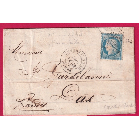 N°37 DERNIER JOUR DE TARIF PARIS 31 AOUT 1871 POUR DAX LANDES LETTRE COVER FRANCE