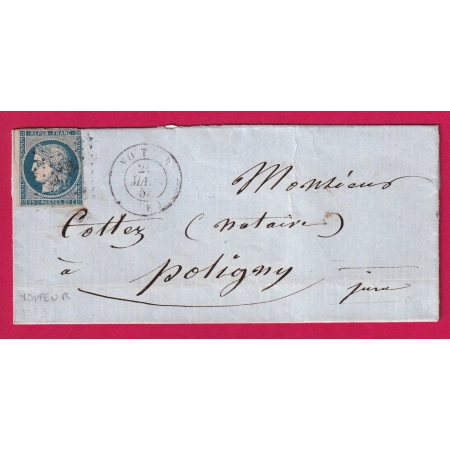 N°4 PC 3672 VOITEUR JURA 1853 POUR POLIGNY LETTRE COVER