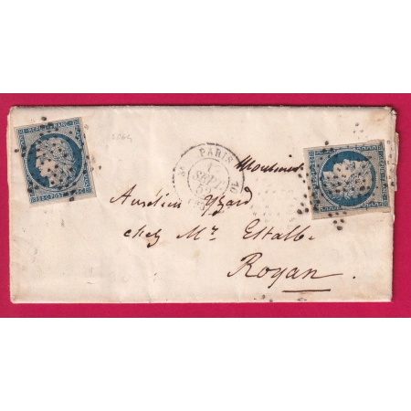 N°4 X2 PARIS ETOILE 3E 60 10 POUR ROYAN T 13 EN ARRIVE 1852 CHARENTE INFERIEURE LETTRE COVER