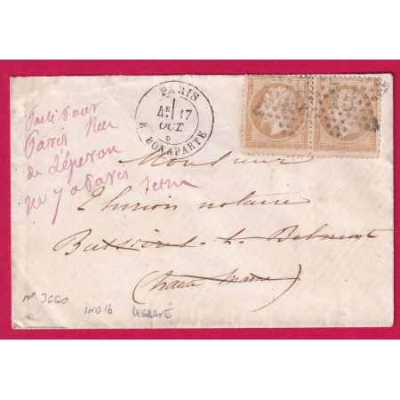 N°21 PAIRE PARIS ETOILE 15 REGRAVEE POTHION 3660 POUR BUSSIERES LES BELMONT HAUTE MARNE REEXP PARIS LETTRE COVER