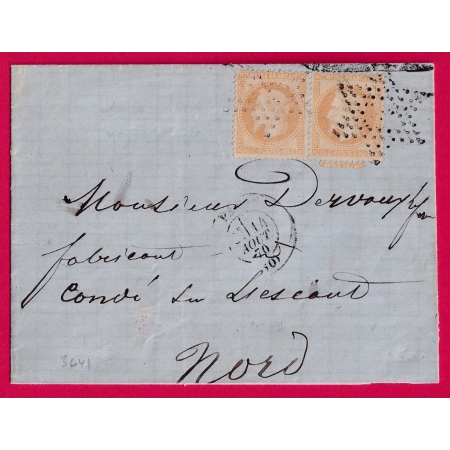 N°28 PAIRE ETOILE EVIDEE POTHION 3641 POUR CONDE SUR L'ESCAUT NORD LETTRE COVER