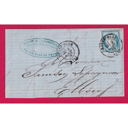 N°60 CAD TYPE 17 ROUEN GARE SEINE INFERIEURE POUR ELBEUF LETTRE COVER