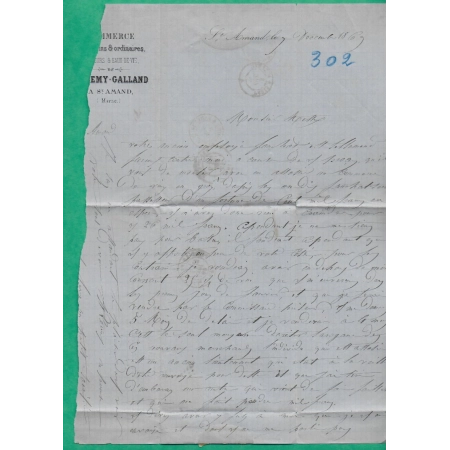 N°29 GC 4305 VITRY LE FRANCOIS MARNE OR ORIGINE RURALE ST AMAND SUR FION POUR SALLELES AUDE 1869 LETTRE COVER FRANCE