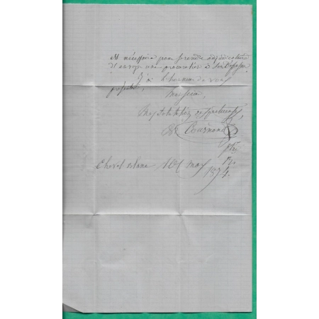 N°60A GC 788 CAVAILLON VAUCLUSE BOITE RURALE A CHEVAL BLANC POUR ALGER ALGERIE 1874 LETTRE COVER FRANCE