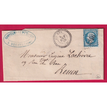N°22 GC 4546 BOURTH EURE CAD TYPE 22 POUR ROUEN SEINE INFERIEURE LETTRE COVER