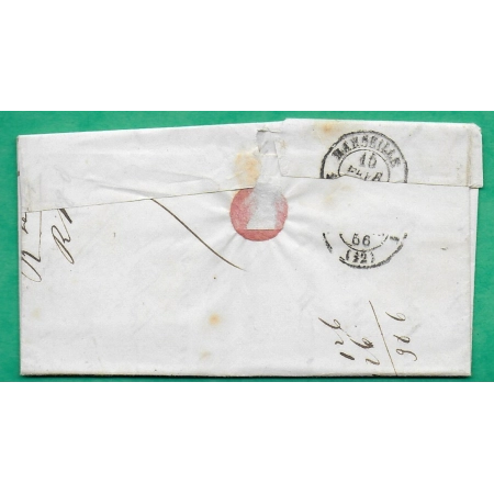 N°13A PAIRE PC 2906 SISTERON BASSES ALPES POUR MARSEILLE BOUCHES DU RHONE 1856 LETTRE COVER FRANCE