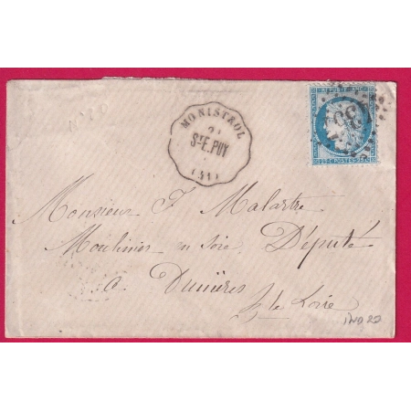 N°60 CONVOYEUR STATION MONISTROL HAUTE LOIRE LIGNE StE.PUY POUR DUNIERES INDICE 20 LETTRE COVER