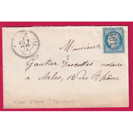 N°60 HC 4614 ST JEAN D'ARVES SAVOIE CAD TYPE 24 POUR ARLES BOUCHES DU RHONE INDICE 20 LETTRE COVER