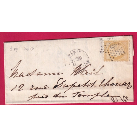 N°59 PARIS ETOILE 9 R MONTAIGNE 9P9 POUR PARIS INDICE 16 LETTRE COVER
