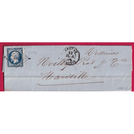 N°14 PC 3727 MEDEAH ALGERIE POUR MARSEILLE INDICE 13 LETTRE COVER