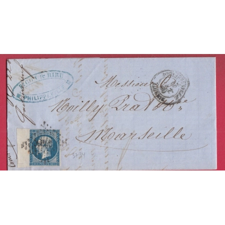 N°14 BDF PC 3734 PHILIPPEVILLE ALGERIE POUR MARSEILLE LETTRE COVER