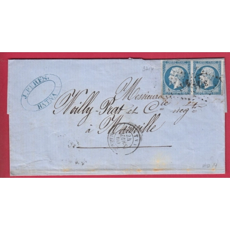 N°14 PAIRE PC 3714 BATNA ALGERIE POUR MARSEILLE INDICE 14 LETTRE COVER