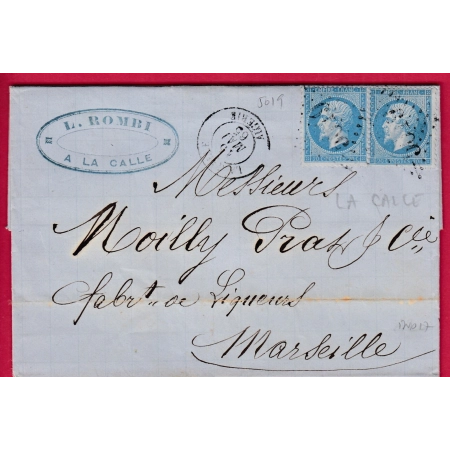 N°22 PAIRE GC 5019 LA CALLE ALGERIE POUR MARSEILLE INDICE 17 LETTRE COVER