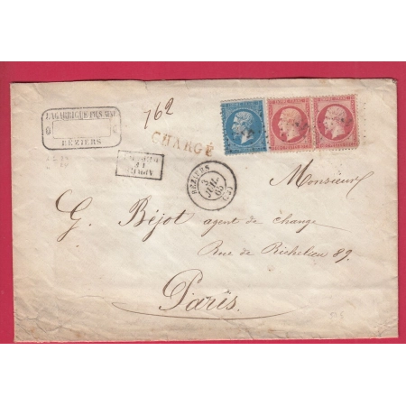 N°22 + 24 X2 PC DU GC BEZIERS HERAULT LETTRE CHARGE APRES LE DEPART POUR PARIS COVER