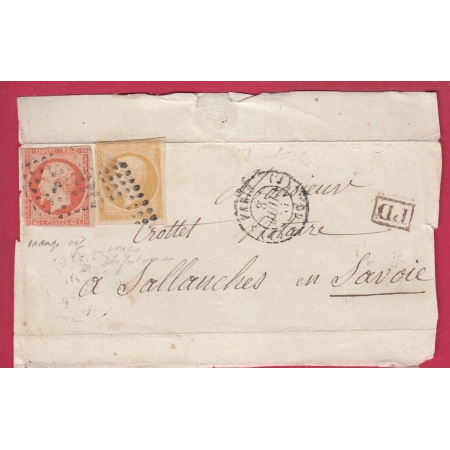 N°13 16 PARIS BUREAU J POUR SALLANCHES HAUTE SAVOIE ETATS SARDES DEVANT DE LETTRE FRONT COVER