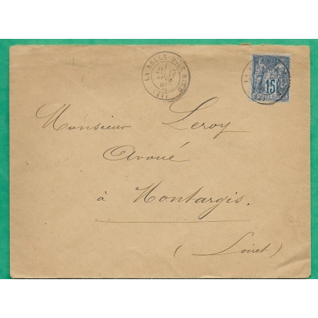 N°90 SAGE CAD TYPE 17 LA SELLE SUR LE BIED LOIRET POUR MONTARGIS 1885 LETTRE COVER FRANCE