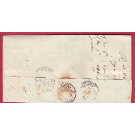 N°14 BLEU NOIR PC 3727 MEDEAH ALGERIE POUR MARSEILLE LETTRE COVER