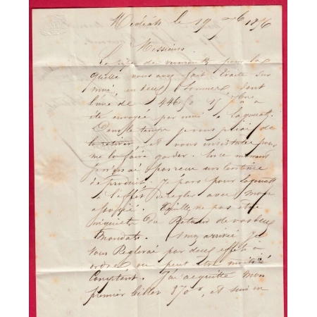 N°14 BLEU NOIR PC 3727 MEDEAH ALGERIE POUR MARSEILLE LETTRE COVER