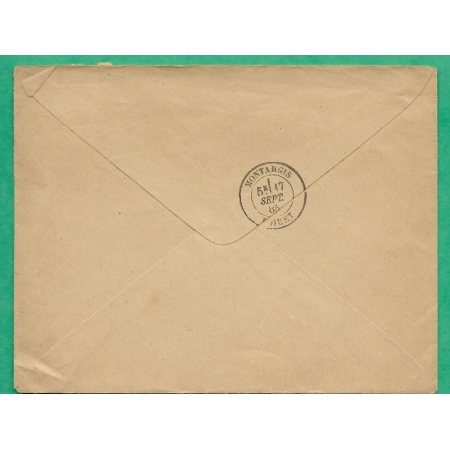 N°90 SAGE CAD TYPE 17 LA SELLE SUR LE BIED LOIRET POUR MONTARGIS 1885 LETTRE COVER FRANCE