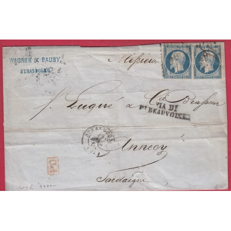 N°10 X2 PC STRASBOURG BAS RHIN POUR ANNECY HAUTE SAVOIE SIGNE CALVES COTE CERES 4000€ LETTRE COVER