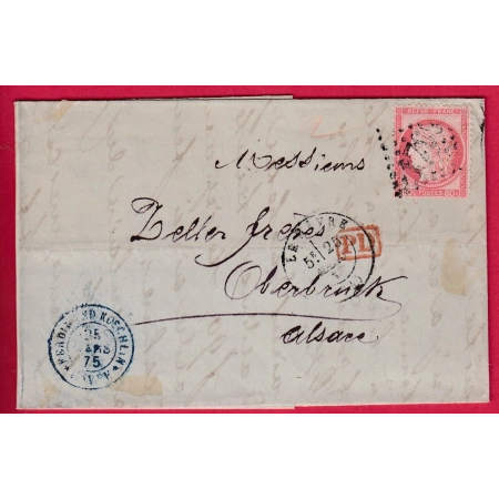 N°57 GC 1769 LE HAVRE SEINE INFERIEURE POUR OBERBRUCK HAUT RHIN ALSACE LORRAINE ALLEMAGNE LETTRE COVER