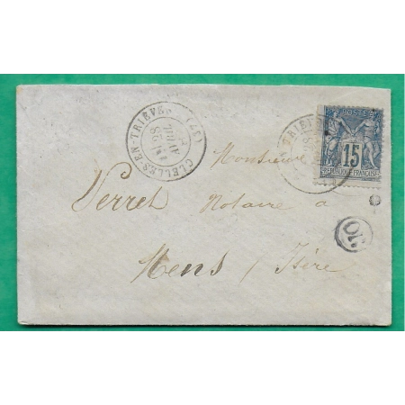 N°90 SAGE VARIETE PIQUAGE DECALE CAD TYPE 17 CLELLES EN TRIEVES ISERE OR ORIGINE RURALE PERCY POUR MENS 1887 FRANCE