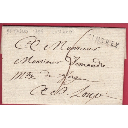 MARQUE CINTREY HAUTE SAONE LENAIN N°3 TEXTE DE JUSSEY 1789 POUR ST LOUP INDICE 14 LETTRE COVER