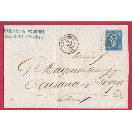 N°22 GC 1468 FAULQUEMONT MOSELLE OR LANDROFF POUR COUSANCE AUX FORGES MEUSE LETTRE COVER