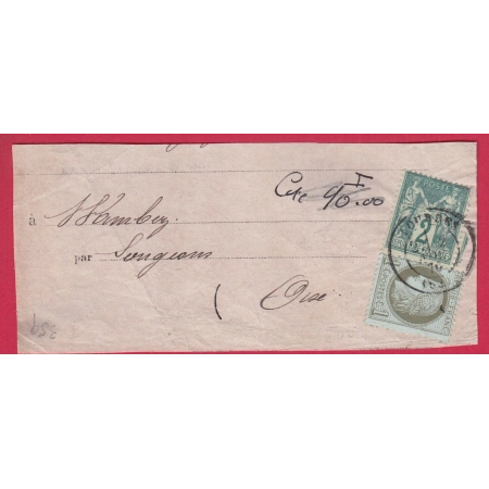N°50 74 MIXTE SAGE CERES RARE TARIF A 3C LOURDES HAUTES PYRENEES POUR SONGEONS OISE DEVANT BANDE DE JOURNAL