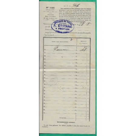 ENVELOPPE CHARGE FRANCHISE VALEURS RECOUVREES REUILLY INDRE POUR PROVINS SEINE ET MARNE 1887 LETTRE COVER FRANCE