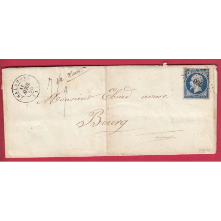 N°10 PC 700 CHALAMONT AIN MENTION POIDS 7 1/2 GRAMMES JUSTE POUR BOURG LETTRE COVER