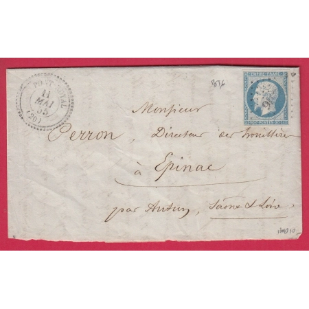 N°14 BLEU LAITEUX PC 2516 PONT ROYAL COTE D'OR CAD TYPE 22 POUR EPINAC SAONE ET LOIRE LETTRE COVER