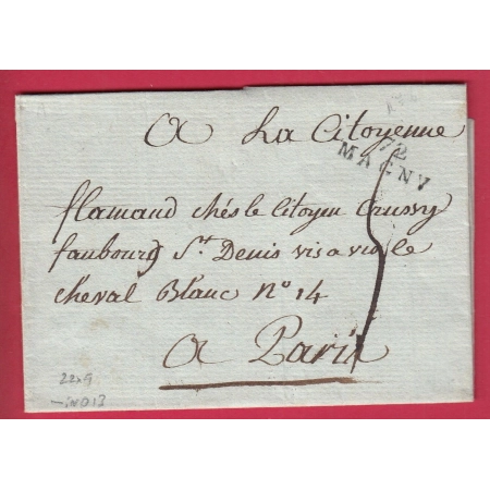 MARQUE 72 MAGNY SEINE ET OISE POUR PARIS MARQUE AU DOS DE LA PETITE POSTE DE PARIS BUREAU A MAL FRAPPE LETTRE COVER